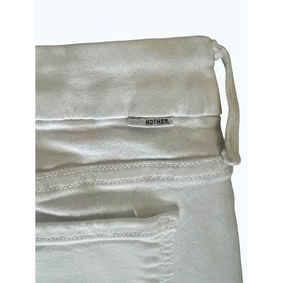 Mother The Looker Crop Jeans Fairest Off Them All White Denim Shorts Size 28 - Picture 15 of 16